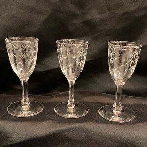 MCM Sasaki Etched Bamboo Cordial Glass Set